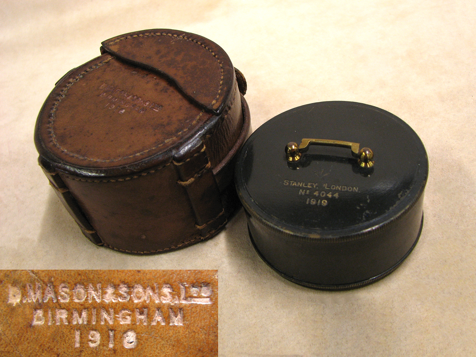 Genuine post WW1 Stanley London pocket sextant in leather case